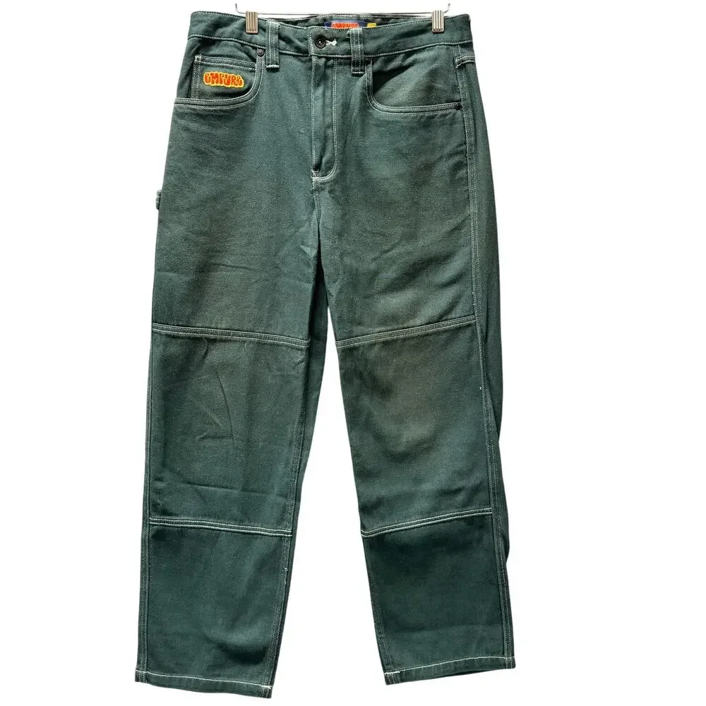 Empyre Skate Jeans Mens 30‎ (32x28.5 ACTUAL) Green Carpenter Double Knee Denim